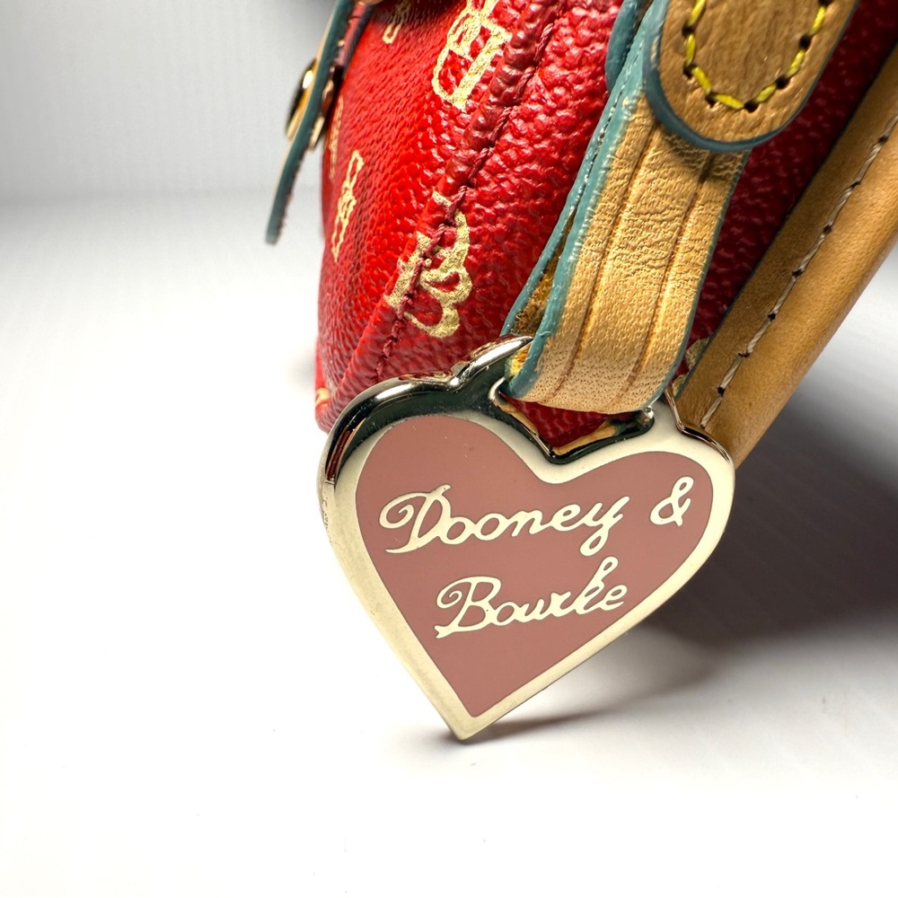 Dooney & Bourke Red and Tan Logo Wristlet - Picture 3 of 9
